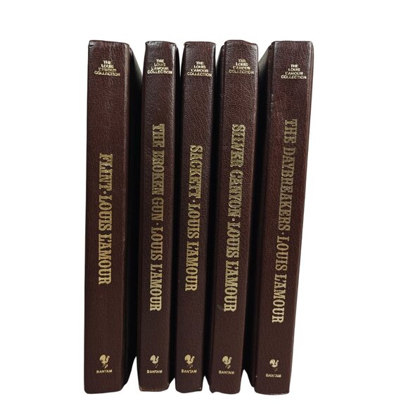 Louis LAmour Leatherette Hardcover Book Collection Set Of 5 Bantam Books Vintage - Picture 1 of 6